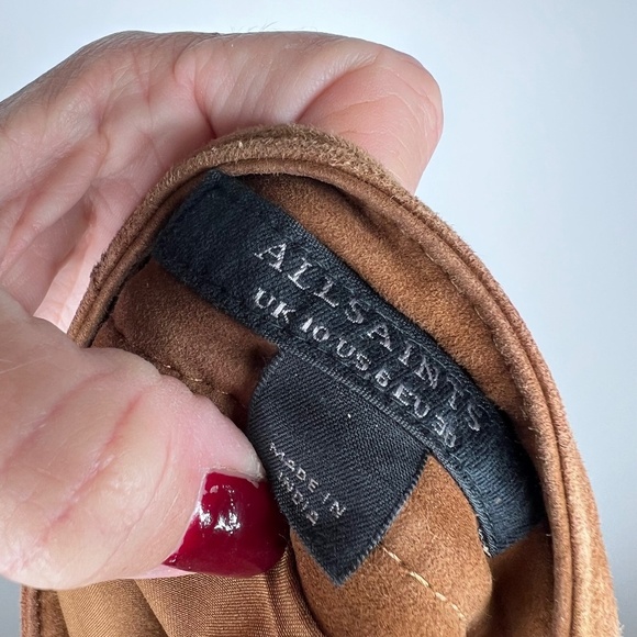 All Saints Piper Goat Suede Tan Zipper Mini Skirt 6 - Picture 8 of 9